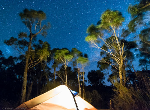 My tent in front of the night sky in the Grampians national park.