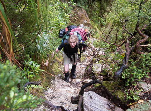 On the way up to Barron Pass. It was pretty steep and slippery there.